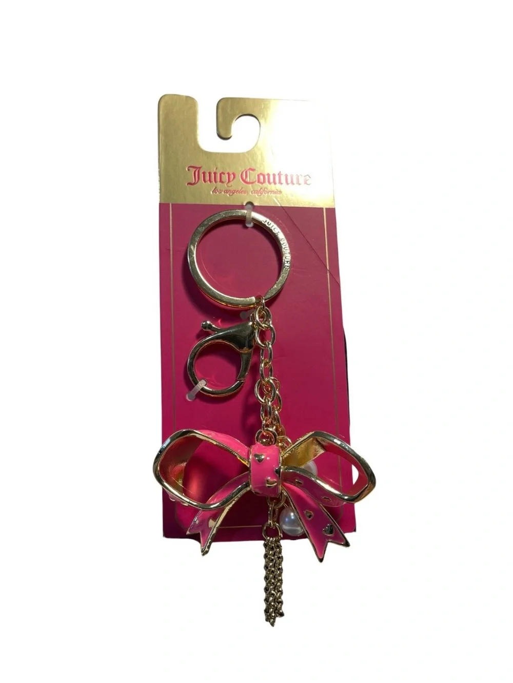 Juicy Couture Pink Bow w/Pearl Keychain Bag Charm - NWT **